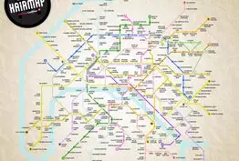 Carte de métro des meilleurs coiffeurs de Paris